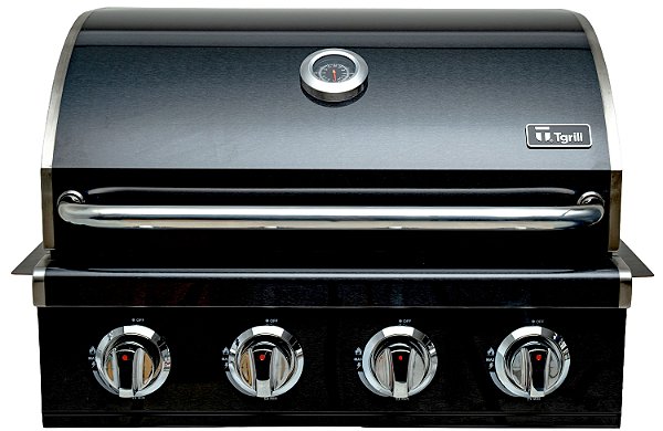 Churrasqueira a gás em black inox 304 embutir ou bancada 4 queimadores modelo T400