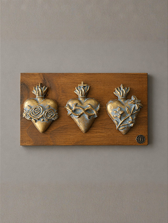 Trio Corações da Sagrada Família 20cm