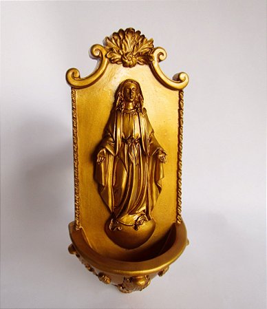 Pia de Água Benta de Nossa Senhora das Graças - 21 cm - Resina Premium