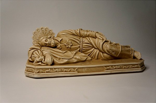 São José dormindo - Estilo Escultura em Pedra - Verniz automotivo - 18 cm