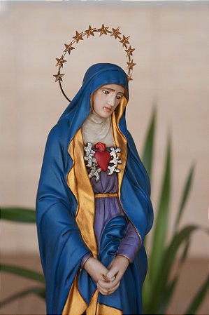 Nossa Senhora das Dores com Resplendor Dourado  - Acabamento Premium - 33 cm