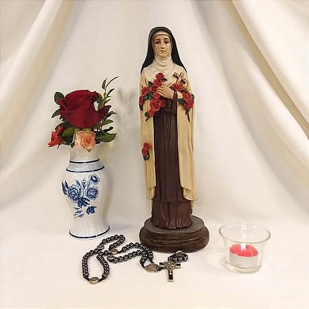 Santa Terezinha do Menino Jesus - Detalhes Premium - 31cm - Gesso