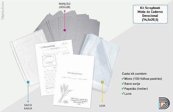 Miolo de Caderno Devocional | Kit Scrapbook | 14,5x20,5cm