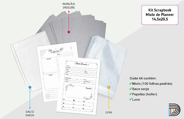 Miolo de Planner 2027 | Kit Scrapbook | 14,5x20,5cm