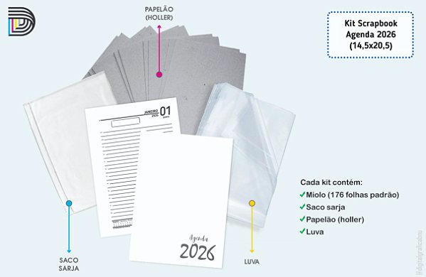 Miolo de Agenda 2026 | Kit Scrapbook | 14,5x20,5cm