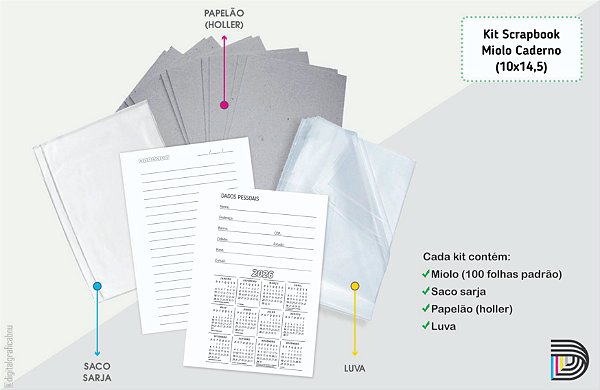 Miolo de Caderno  | Kit Scrapbook | 10x14,5cm