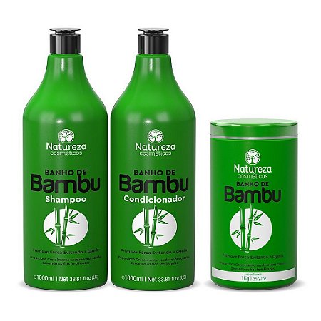KIT BAMBÚ - SHAMPOO + CONDICIONADOR + MÁSCARA 1KG - NATUREZA COSMÉTICOS