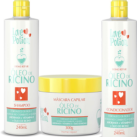 KIT RÍCINO - SHAMPOO + CONDICIONADOR + MÁSCARA 300G - LOVE POTION