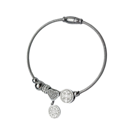 Pulseira Berloque Medalha de São Bento - Aço Inox