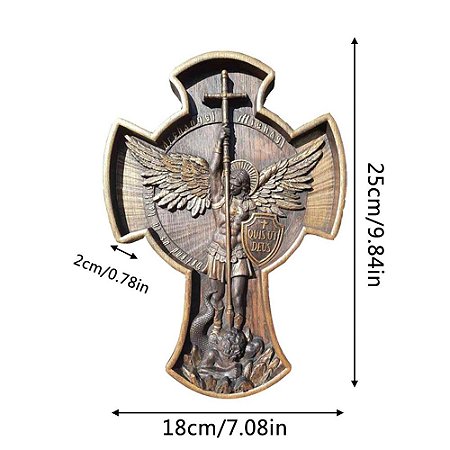 Cruz com São Miguel 25/18cm em Resina