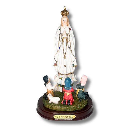 Imagem em Resina Nossa Senhora de Fátima com Pastorinhos - 20cm