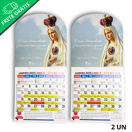 Kit com 2 calendário católico Imaculado Coração de Maria - 2026