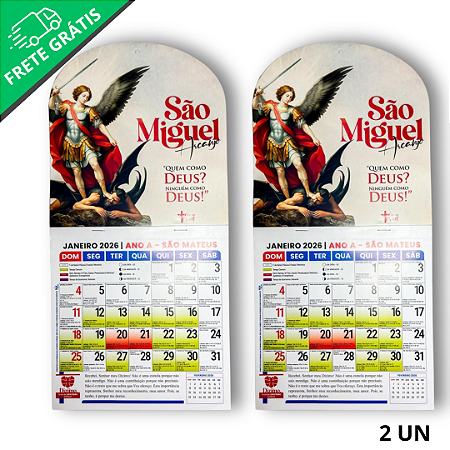 Kit com 2 calendário católico São Miguel - 2026