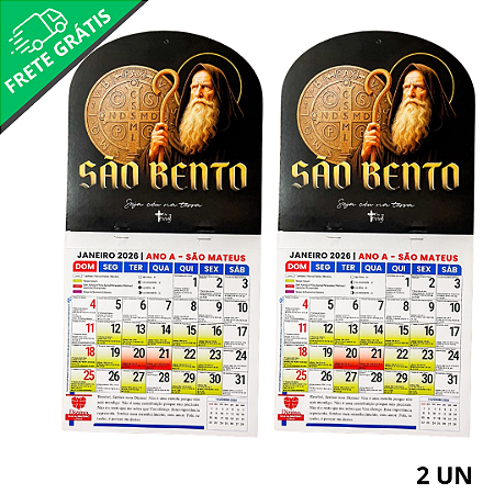 Kit com 2 calendário católico São Bento
