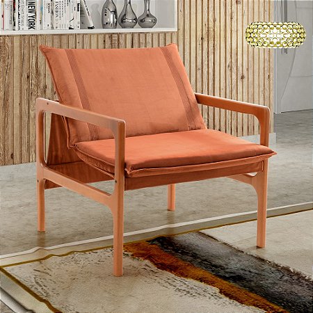 Poltrona Decorativa Jasmim Vivaro Decor Suede Terracota