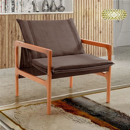 Poltronas Decorativa Jasmim Vivaro Decor Suede Marrom