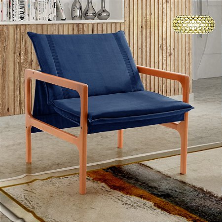 Poltronas Decorativa Jasmim Vivaro Decor Suede Azul