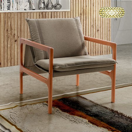 Poltronas Decorativa Jasmim Vivaro Decor Linho Marrom