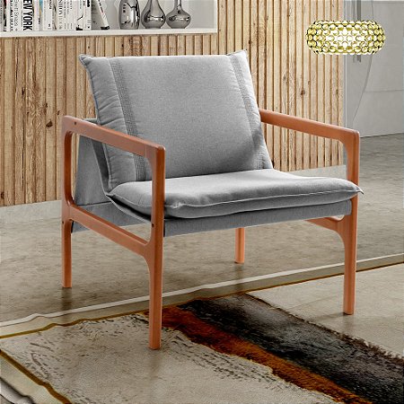 Poltronas Decorativa Jasmim Vivaro Decor Linho Cinza