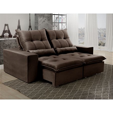 Sofá Retrátil e Reclinável 2,30m Platina Vivaro Decor Suede Marrom