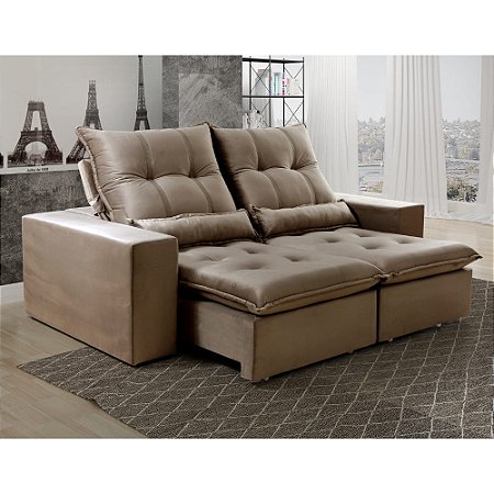 Sofá Retrátil e Reclinável 1,90m Platina Vivaro Decor Suede Capuccino