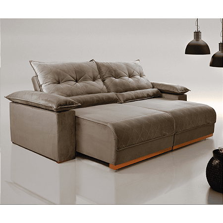 Sofá Retrátil e Reclinável Molas Ensacadas 2,10m Bonina Vivaro Decor Suede Capuccino