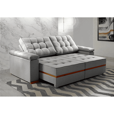 Sofá Retrátil e Reclinável 2,50m Prada Vivaro Decor Linho Cinza