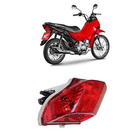Lanterna Traseira Freio Pop 110i 2016/... Completa com Lampada (Moldura Cromada)
