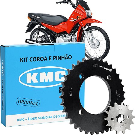 Kit Coroa Pinhão Pop 100 2007 a 2015 Aço 1045 KMC PRO