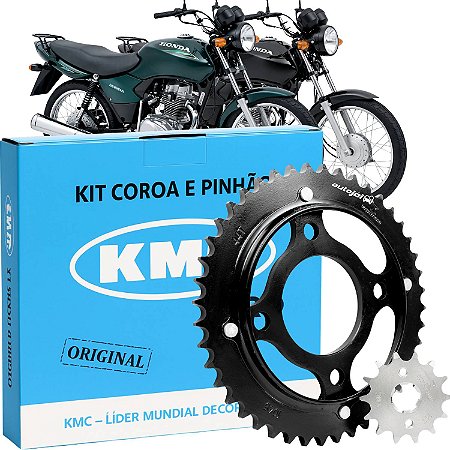 Kit Coroa Pinhão CG Titan Fan 125 2000 a 2008 Aço 1045 KMC PRO