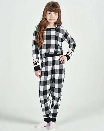 Pijama Manga Longa Infantil Xadrez