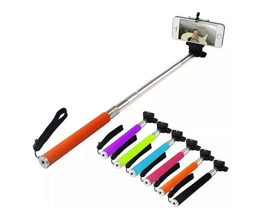 Pau De Selfie Monopod + Controle Bluetooth + Suporte Celular