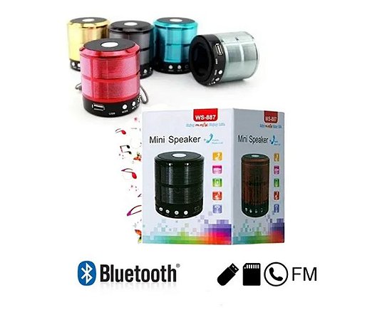 Caixa De Som Portátil Speaker Ws-887 Bluetooth