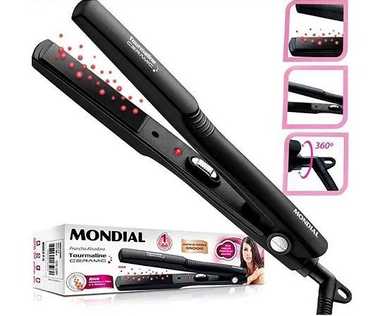 Chapinha de cabelo Mondial Tourmaline Ceramic P-15 preta 110V/220V