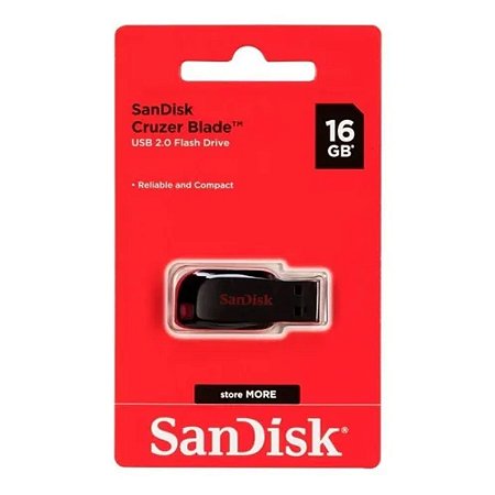 Pendrive Sandisk Cruzer Blade 16gb 2.0 Preto Original Lacrado