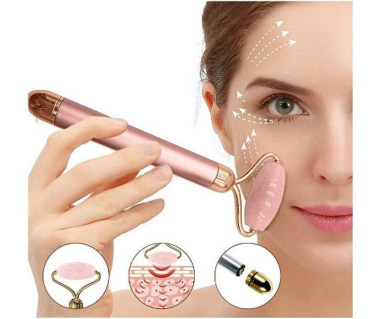 Massageador Facial Roller Plastico Elétrico Com Vibração.