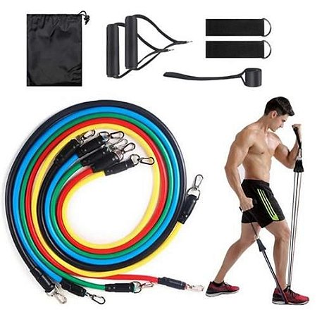 Kit Extensores Multifuncional 5 Borrachas Shop Fitness