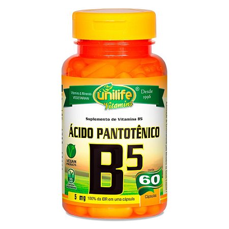 Ácido Pantotênico - Vitamina B5 500mg 60 cáps - Unilife