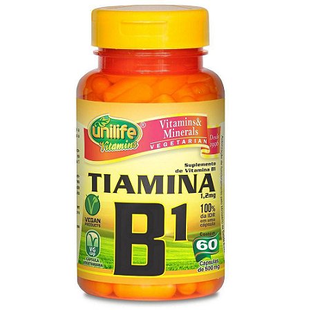 Tiamina - Vitamina B1 500mg 60 cáps - Unilife