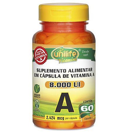 Retinol - Vitamina A 500mg 60 cáps - Unilife