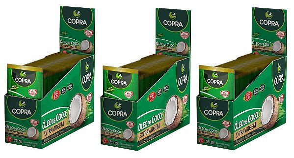 Kit 3uni Óleo de Coco Extra Virgem em sachê (40x 15ml) - Copra