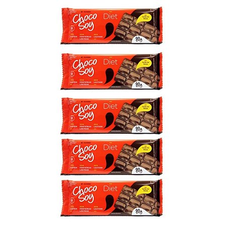 5uni Barra Diet 80gr - Chocosoy