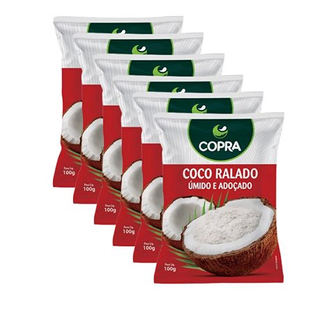 6uni Coco Ralado Fino Umido Adoçado 100gr - Copra (val. 07/abr/23)
