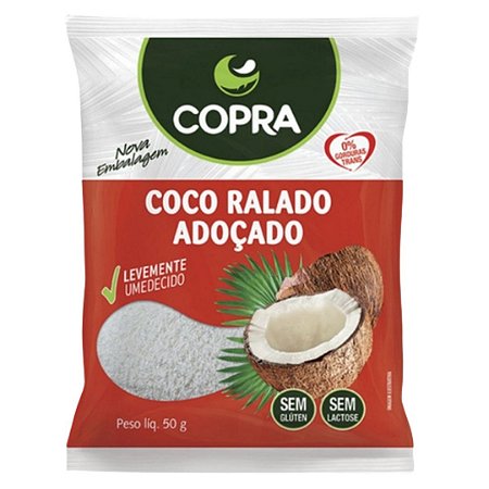 Coco Ralado Fino Úmido Adoçado  50gr - Copra