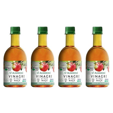 Kit 4uni Vinagre de Maçã Orgânico 400ml Pet - Almaromi