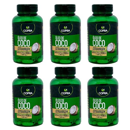 Kit 6uni Óleo de Coco Extra Virgem 60 cáps - Copra