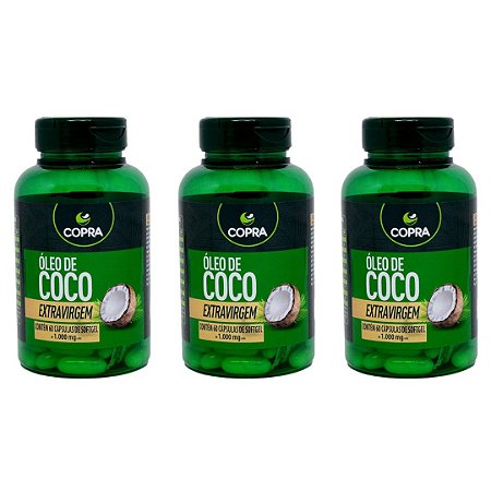 Kit 3uni Óleo de Coco Extra Virgem 60 cáps - Copra