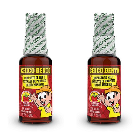 Kit 2uni Própion Chico Bento - Spray com Mel e Morango Sem Álcool (30ml) - Baldoni