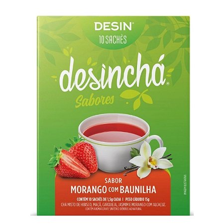 Desincha Morango com Baunilha 10 Saches - Desinchá