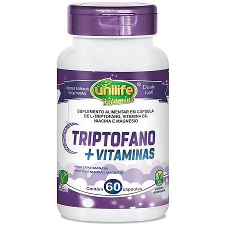 L-Triptofano + Vitaminas 60 cap 400mg - Unilife